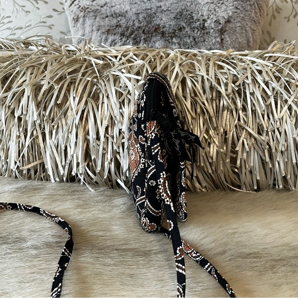 VERA BRADLEY Caffé Latte 2008 Velcro Mini Hipster Crossbody Black Brown Y2K - Picture 7 of 15